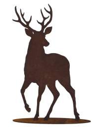 Kleiner Hirsch auf Platte in Edelrost
