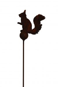 Sitzendes Eichhörnchen auf 40cm Kugelstab in Edelrost