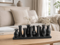 10 Minivasen in Schwarz Metallic